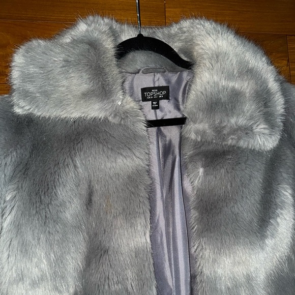 Topshop Gray Faux Fur Jacket - Picture 4 of 4